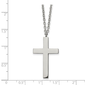 Stainless Steel Polished Cross 18 inch Necklace