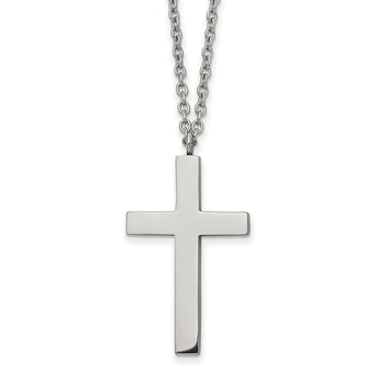 Stainless Steel Polished Cross 18 inch Necklace