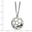 Stainless Steel Antiqued and Polished Soccer Ball 22in Necklace