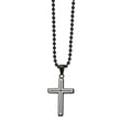 Stainless Steel Polished Black IP-plated w/White Enamel Cross 22in Necklace