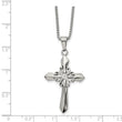 Stainless Steel Polished Cross 18in Necklace