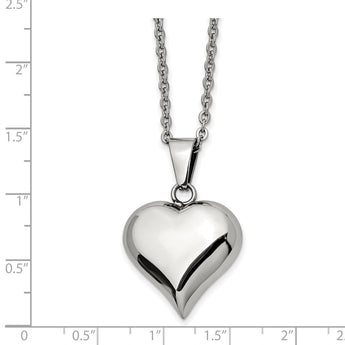 Stainless Steel Polished Puffed Heart 20in Necklace