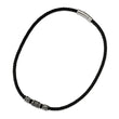 Stainless Steel Antiqued and IP black-plated Bead Braided Leather Necklace