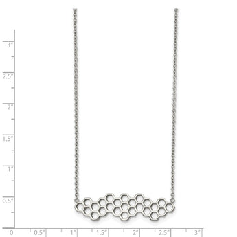 Stainless Steel Polished Honeycomb 17.75in with 1.25in ext. Necklace