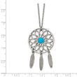 Stainless Steel Polished w/Imit.Turquoise DreamCatcher w/2in ext. Necklace