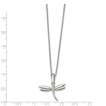 Stainless Steel Enameled w/Preciosa Crystal Dragonfly w/2inch ext Necklace