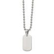 Stainless Steel Brushed and Polished Reversible Dog Tag 22 inch Necklace
