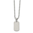 Stainless Steel Brushed and Polished Reversible Dog Tag 22 inch Necklace