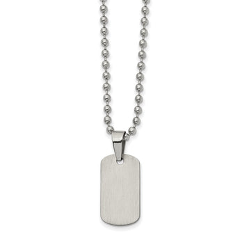 Stainless Steel Brushed and Polished Reversible Dog Tag 22 inch Necklace