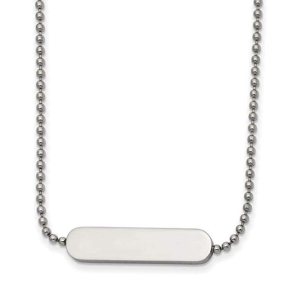 Stainless Steel Polished ID Bar 16 inch w/1 inch ext. Necklace