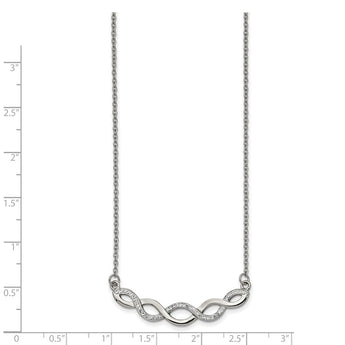 Stainless Steel Polished with Preciosa Crystal 16.5in with 2in ext. Necklac