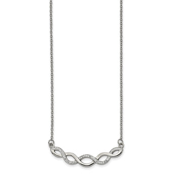 Stainless Steel Polished with Preciosa Crystal 16.5in with 2in ext. Necklac