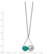 Stainless Steel Polished Triangle w/Imit.Turquoise w/2in ext. Necklace