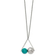 Stainless Steel Polished Triangle w/Imit.Turquoise w/2in ext. Necklace