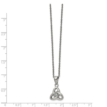 Stainless Steel Polished with Preciosa Crystal 16in w/1in ext Necklace