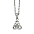 Stainless Steel Polished with Preciosa Crystal 16in w/1in ext Necklace