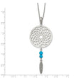 Stainless Steel Polished Imit.Turquoise Dreamcatcher w/2in ext Necklace