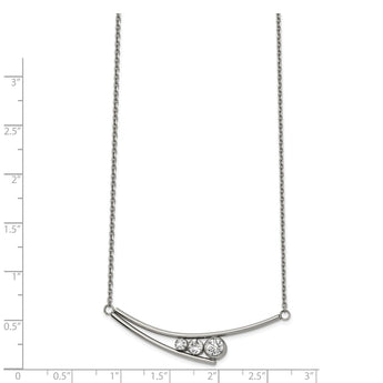 Stainless Steel Polished w/Preciosa Crystal w/2in ext. 16in Necklace