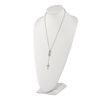 Stainless Steel Polished Cross/Infinity Adjustable up to 25in Slipon Neckla