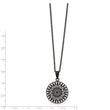 Stainless Steel Polished Black IP-plated Laser Cut 16in w/2in ext Necklace