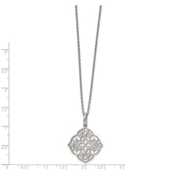 Stainless Steel Polished Laser Cut 22in Necklace