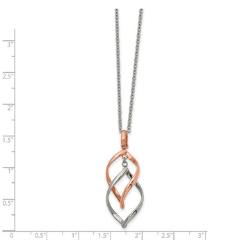 Stainless Steel Polished Rose IP-plated 16in w/2in ext Necklace