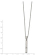 Stainless Steel Brushed/Polished CZ Bar 16in w/2in ext Necklace
