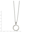 Stainless Steel Brushed/Polished CZ Circle 16in w/2in ext Necklace