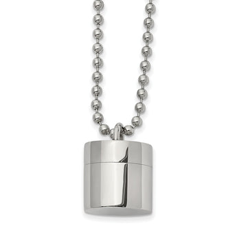 Stainless Steel Polished Capsule that Opens 22 inch Necklace