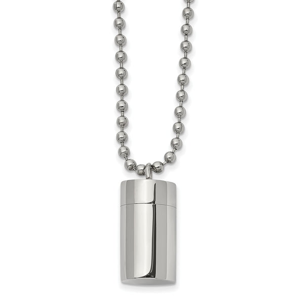 Stainless Steel Polished Capsule that Opens 22 inch Necklace