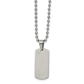 Stainless Steel Brushed and Polished Reversible Dog Tag 22in Necklace