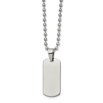 Stainless Steel Brushed and Polished Reversible Dog Tag 22in Necklace