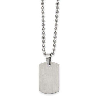 Stainless Steel Brushed and Polished Reversible Dog Tag 22in Necklace