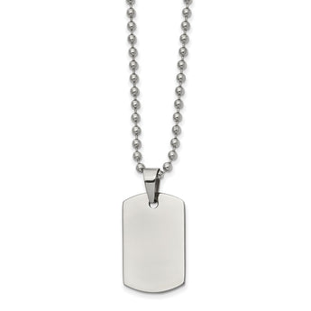 Stainless Steel Brushed and Polished Reversible Dog Tag 22in Necklace