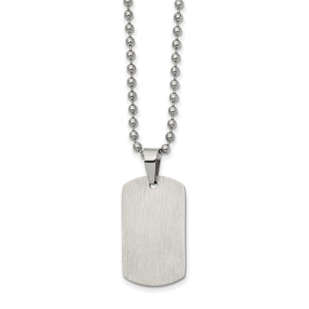 Stainless Steel Brushed and Polished Reversible Dog Tag 22in Necklace