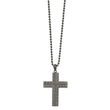 Stainless Steel Polished & Matte Finish Gun Metal IP Cross 22in Necklace