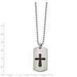 Stainless Steel Brushed,Polished & Laser-cut Black IP Cross 22in Necklace