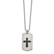 Stainless Steel Brushed,Polished & Laser-cut Black IP Cross 22in Necklace