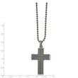 Stainless Steel Antiqued and Polished GunMetal IP Cross 22in Necklace