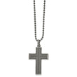 Stainless Steel Antiqued and Polished GunMetal IP Cross 22in Necklace