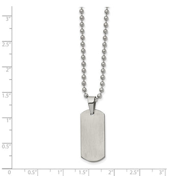 Stainless Steel Brushed Dog Tag 22 inch Necklace