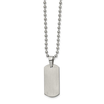 Stainless Steel Brushed Dog Tag 22 inch Necklace