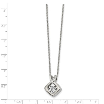 Stainless Steel Polished Vibrant Moving CZ with 2in ext. 16in Necklace