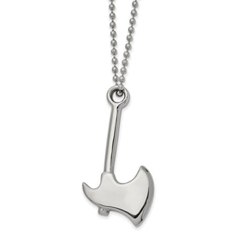 Stainless Steel Polished Hatchet 22 inch Necklace