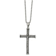 Stainless Steel Antiqued and Polished Cross 22in Necklace