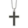 Stainless Steel Polished w/Carbon Fiber & Wood Inlay Reversible Necklace