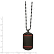 Stainless Steel Polished Black IP-plated w/Tiger's Eye DogTag 22in Necklace