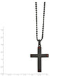 Stainless Steel Polished Black IP-plated with Tiger's Eye Cross 22in Neckla