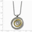 Stainless Steel Yellow IP plated CZ Circle Pendant 20in Necklace