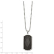 Stainless Steel Polished Solid Black Carbon Fiber Inlay Dog Tag 24in Neckla
